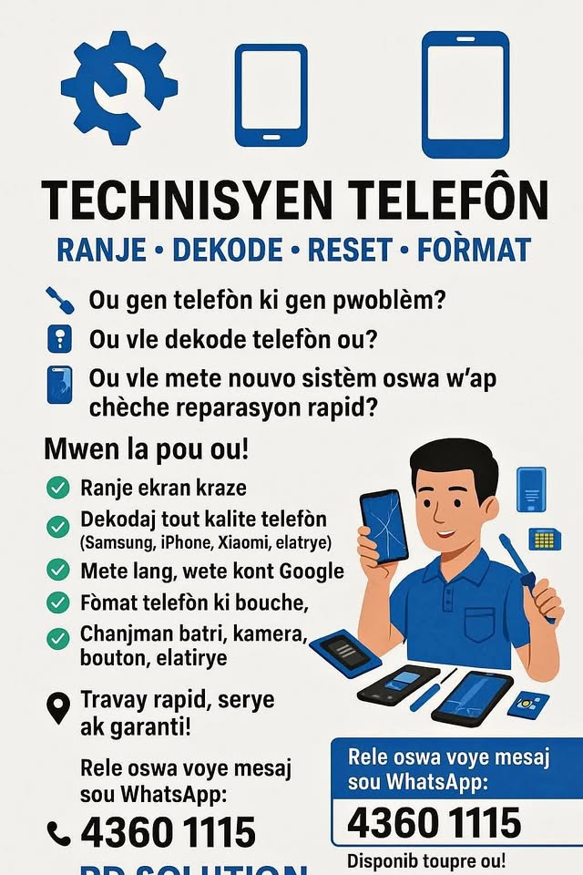 Mwen ranje ak vann tout akseswa tlf tout bagay e mwen flashe reset ak retire id sou tout mak telefòn